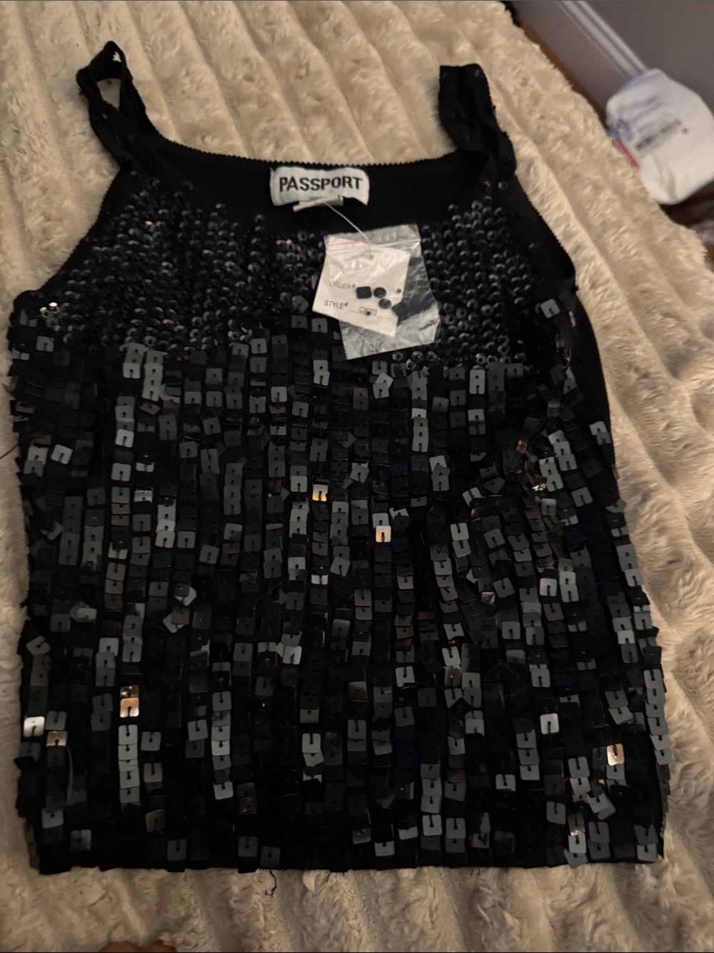 Passport Black Sequin Camisole Tank